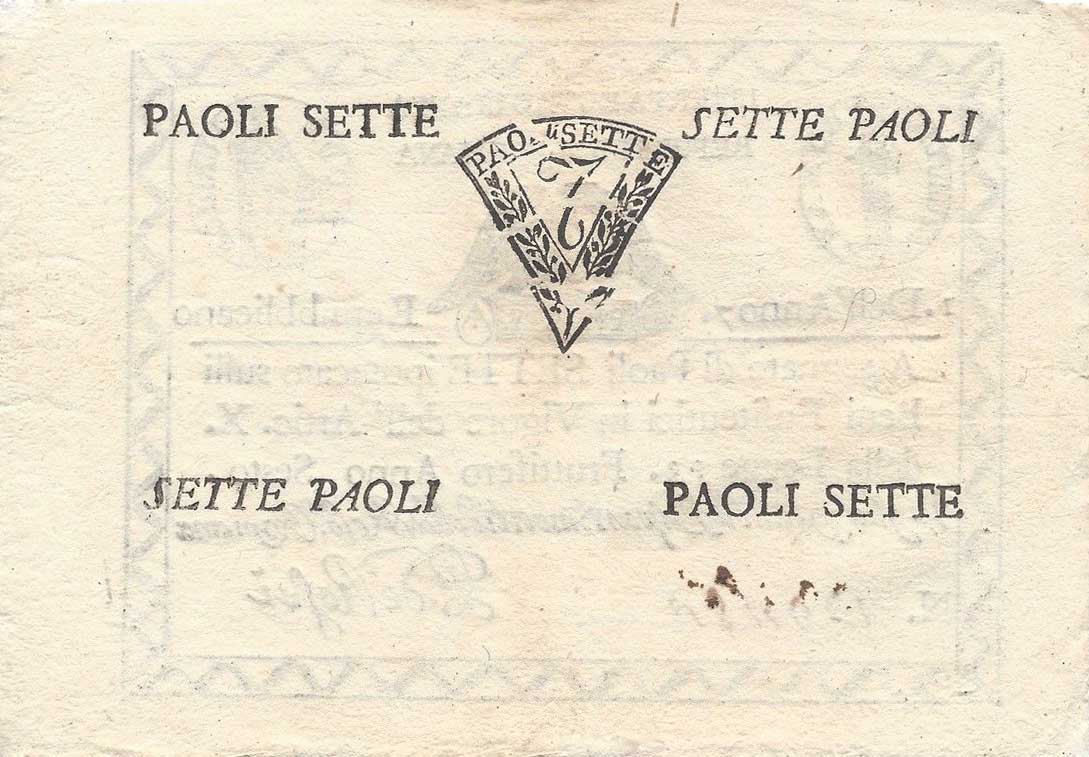 Back of Italian States pS537: 7 Paoli from 1798