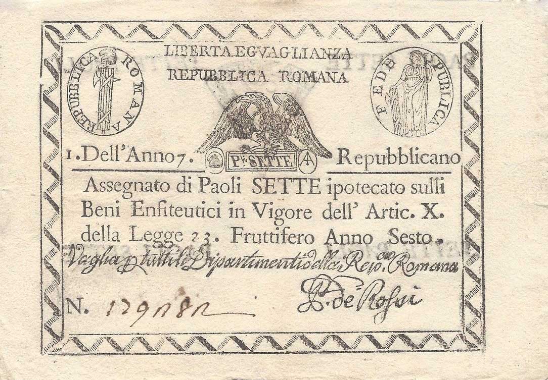 Front of Italian States pS537: 7 Paoli from 1798