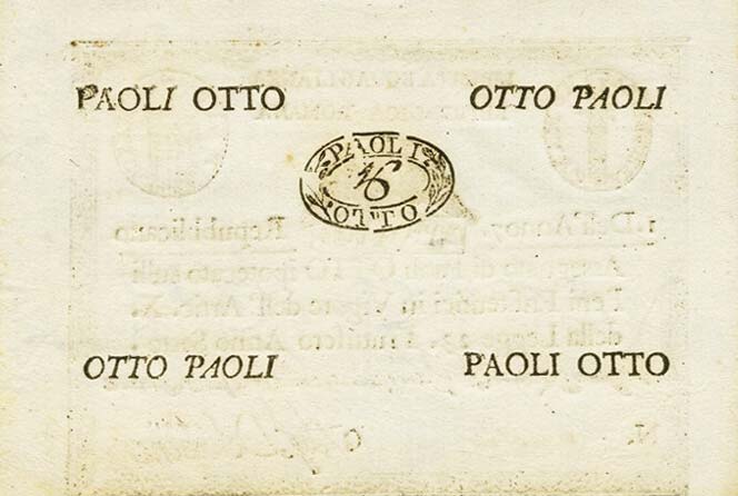 Back of Italian States pS538: 8 Paoli from 1798