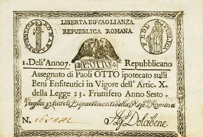 Front of Italian States pS538: 8 Paoli from 1798