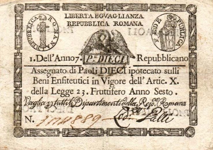 Front of Italian States pS540b: 10 Paoli from 1798