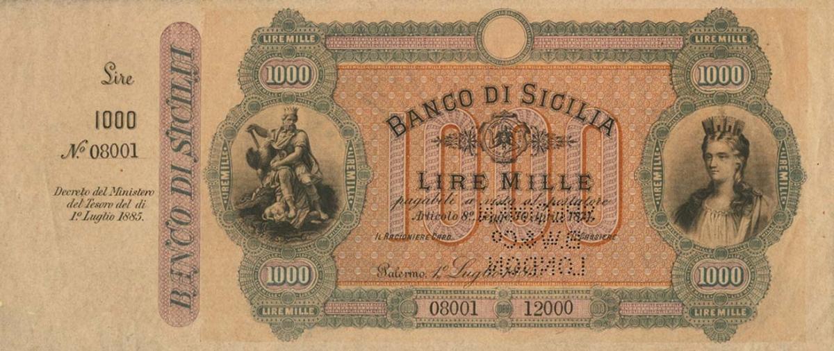 Front of Italian States pS854s: 1000 Lire from 1896