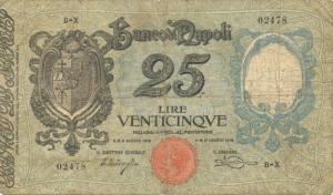 pS855 from Italian States: 25 Lire from 1918 pS855 from Italian States: 25 Lire from 1918