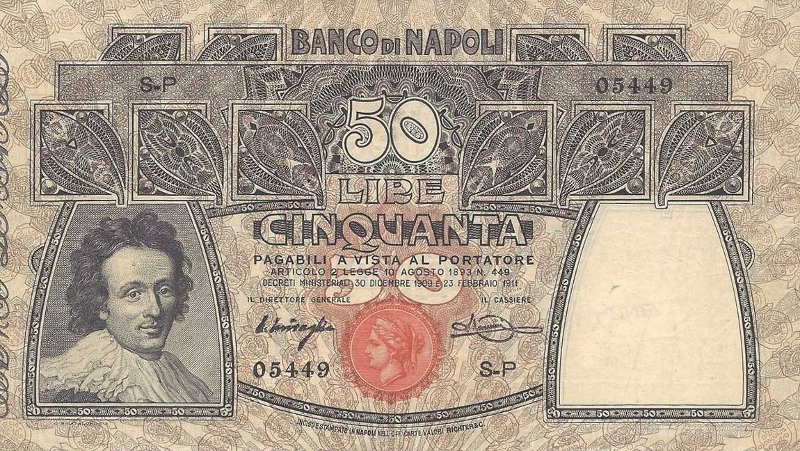 Front of Italian States pS856: 50 Lire from 1909