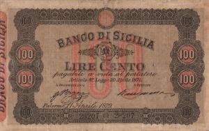 pS891a from Italian States: 100 Lire from 1879 pS891a from Italian States: 100 Lire from 1879