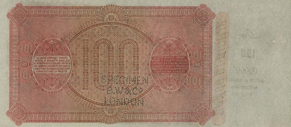 Back of Italian States pS891s: 100 Lire from 1879