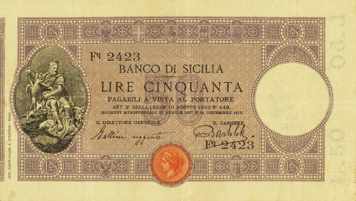 Front of Italian States pS896: 50 Lire from 1897