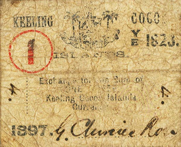 Front of Keeling Cocos pS119: 1 Rupee from 1897