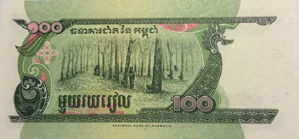 Back of Cambodia p41b2: 100 Riels from 1998