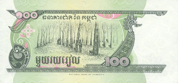 Back of Cambodia p41b1: 100 Riels from 1998