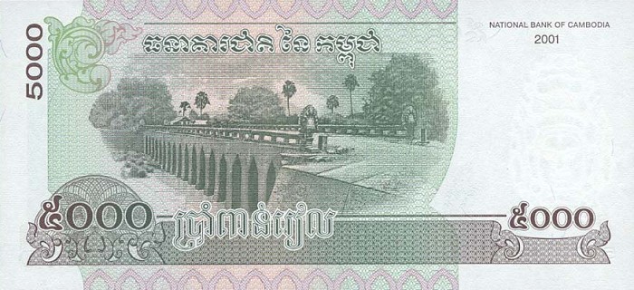 Back of Cambodia p55a: 5000 Riels from 2001