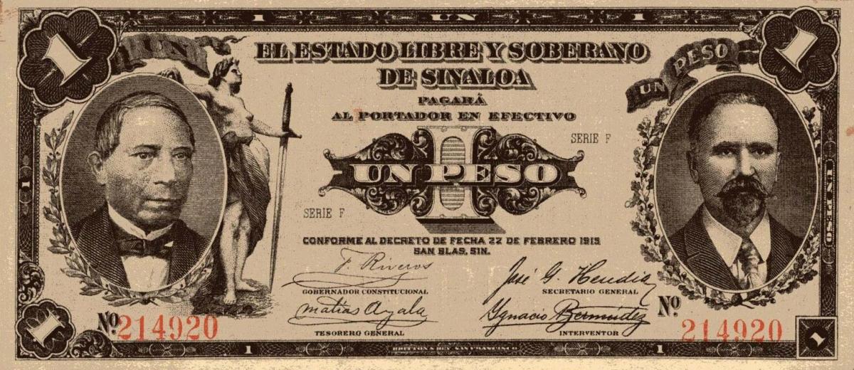 Front of Mexico, Revolutionary pS1043c: 1 Peso from 1915