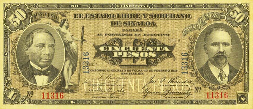 Front of Mexico, Revolutionary pS1047a: 50 Pesos from 1915