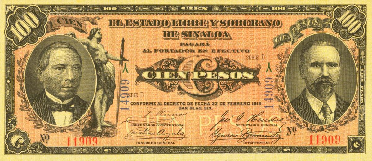 Front of Mexico, Revolutionary pS1048: 100 Pesos from 1915