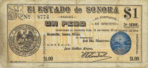 pS1066c from Mexico, Revolutionary: 1 Peso from 1913