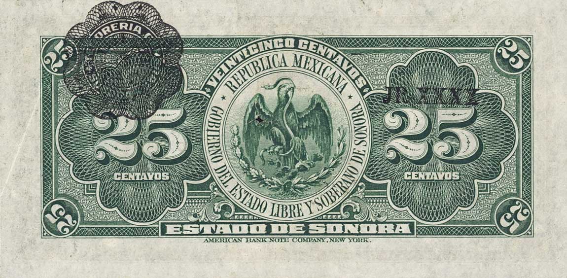 Back of Mexico, Revolutionary pS1069: 25 Centavos from 1915