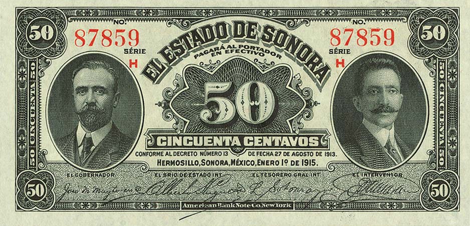 Front of Mexico, Revolutionary pS1070: 50 Centavos from 1915