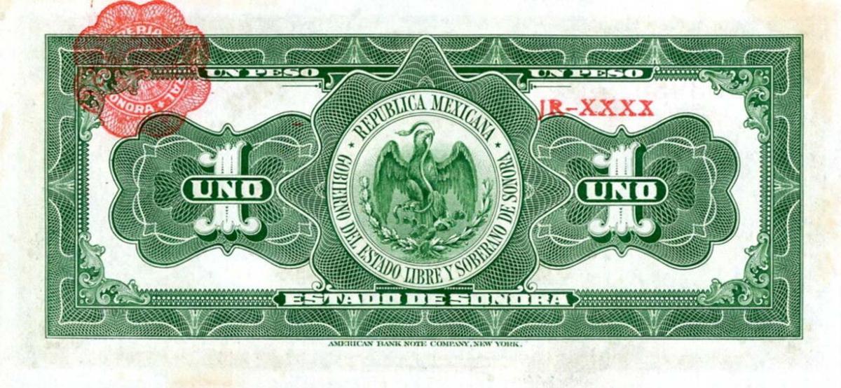 Back of Mexico, Revolutionary pS1071: 1 Peso from 1915