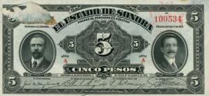 Gallery image for Mexico, Revolutionary pS1072: 5 Pesos