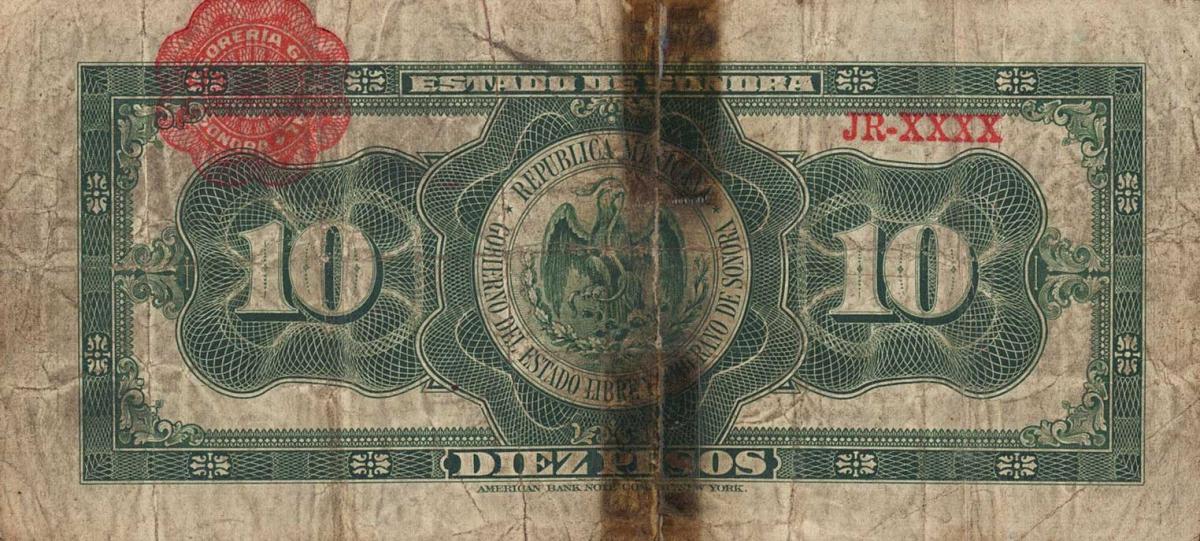 Back of Mexico, Revolutionary pS1073a: 10 Pesos from 1915