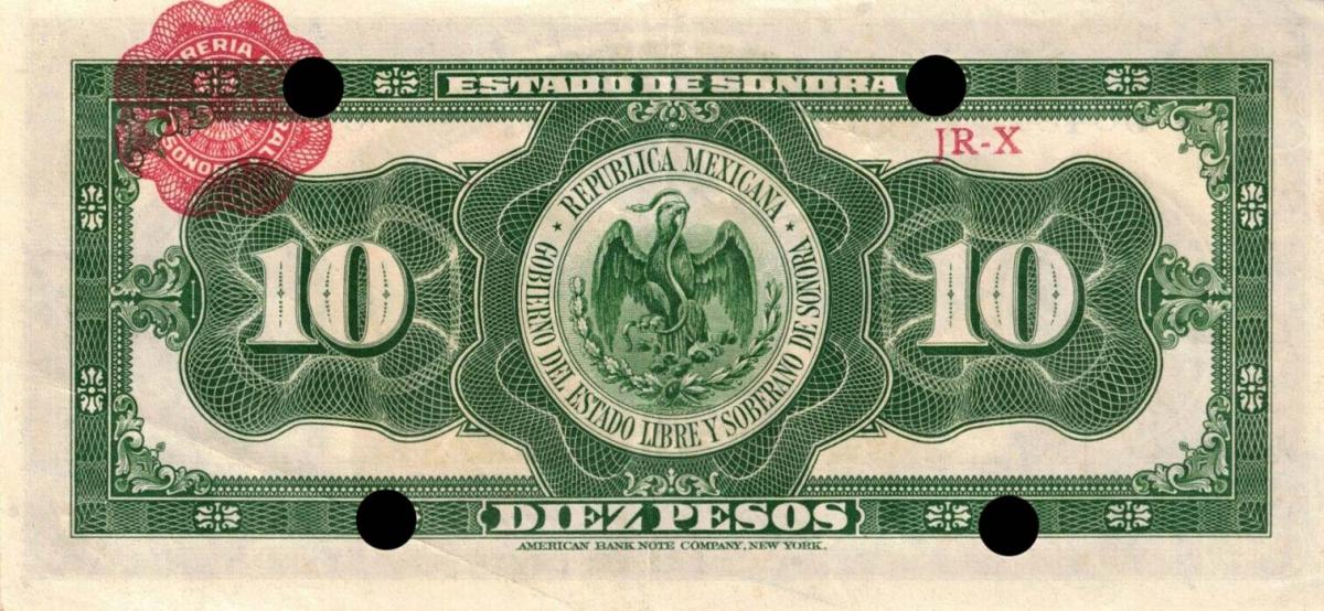 Back of Mexico, Revolutionary pS1073s: 10 Pesos from 1915