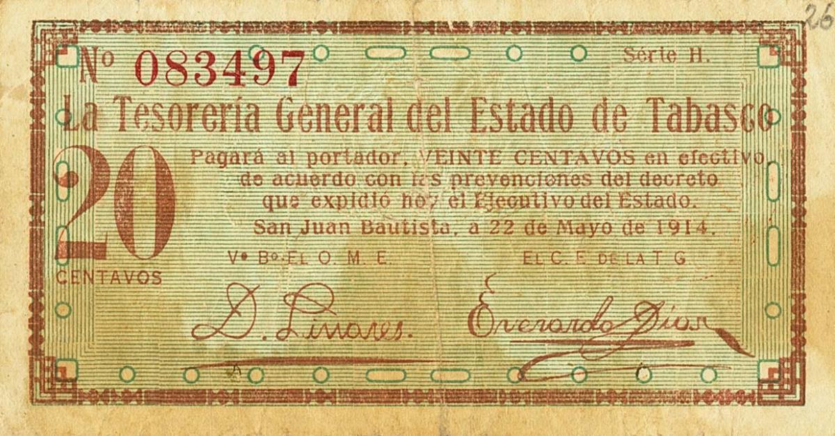 Front of Mexico, Revolutionary pS1078A: 20 Centavos from 1914