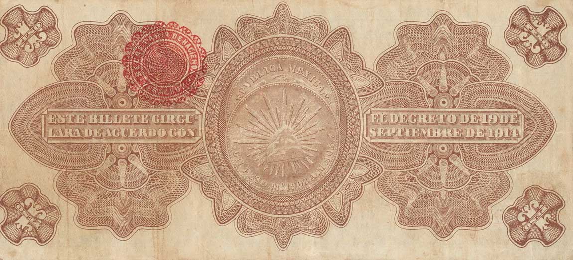 Back of Mexico, Revolutionary pS1101a: 1 Peso from 1915