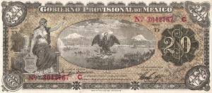 pS1110b from Mexico, Revolutionary: 20 Pesos from 1914 pS1110b from Mexico, Revolutionary: 20 Pesos from 1914