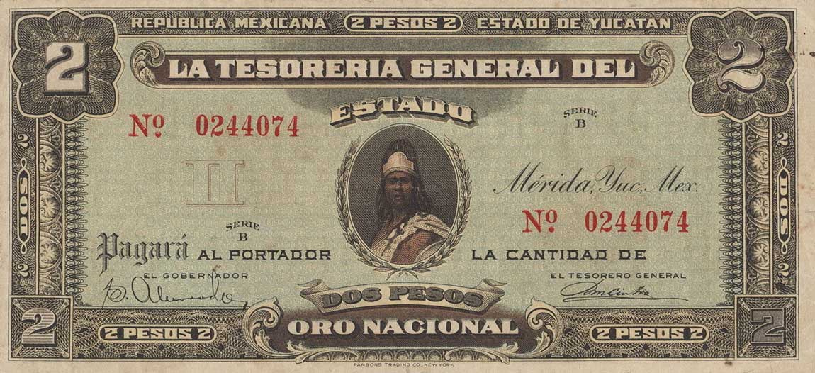 Front of Mexico, Revolutionary pS1136: 2 Pesos from 1916