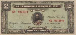 pS1136 from Mexico, Revolutionary: 2 Pesos from 1916