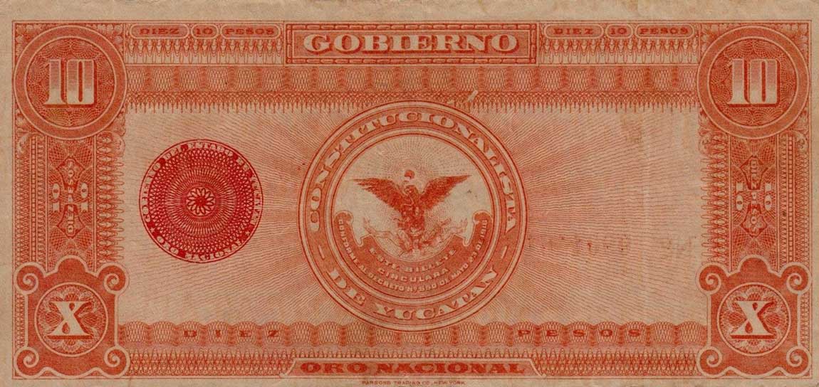 Back of Mexico, Revolutionary pS1138: 10 Pesos from 1916