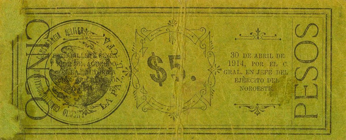 Back of Mexico, Revolutionary pS510a: 5 Pesos from 1914