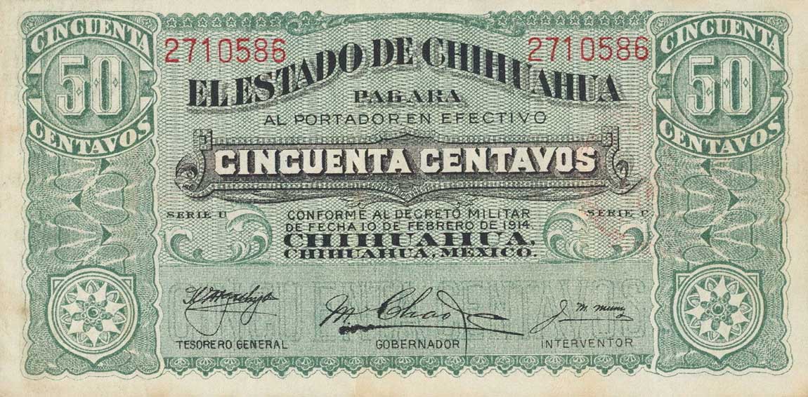 Front of Mexico, Revolutionary pS528c: 50 Centavos from 1914