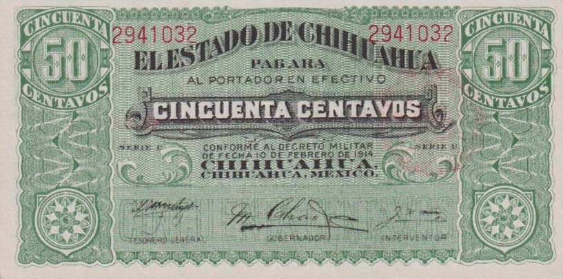 Front of Mexico, Revolutionary pS528d: 50 Centavos from 1914