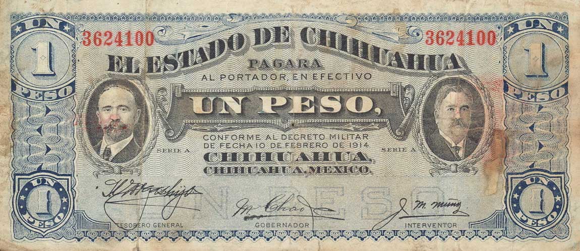 Front of Mexico, Revolutionary pS529g: 1 Peso from 1914