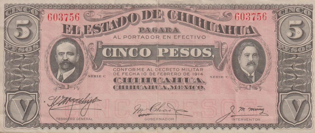 Front of Mexico, Revolutionary pS531f: 5 Pesos from 1914