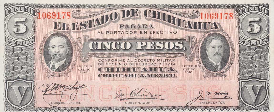 Front of Mexico, Revolutionary pS532e: 5 Pesos from 1915