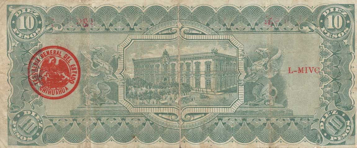 Back of Mexico, Revolutionary pS533c: 10 Pesos from 1914