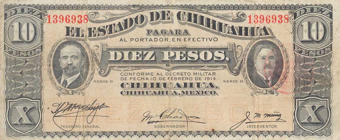 Front of Mexico, Revolutionary pS533c: 10 Pesos from 1914