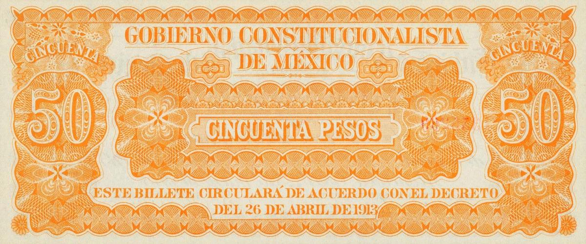 Back of Mexico, Revolutionary pS634b: 50 Pesos from 1913