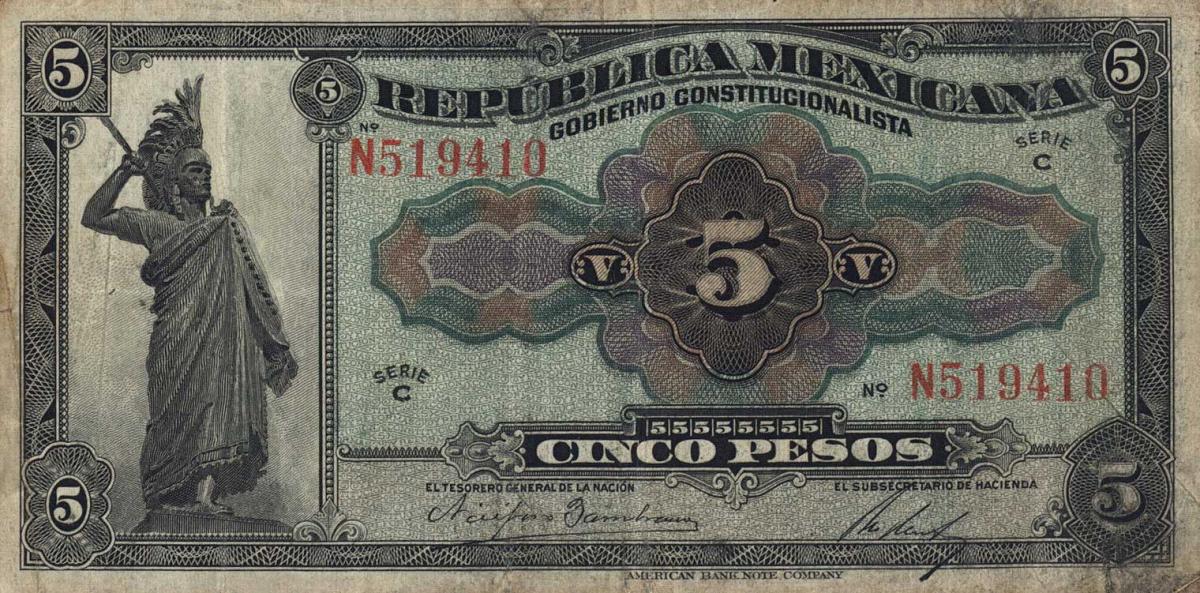 Front of Mexico, Revolutionary pS685a: 5 Pesos from 1915