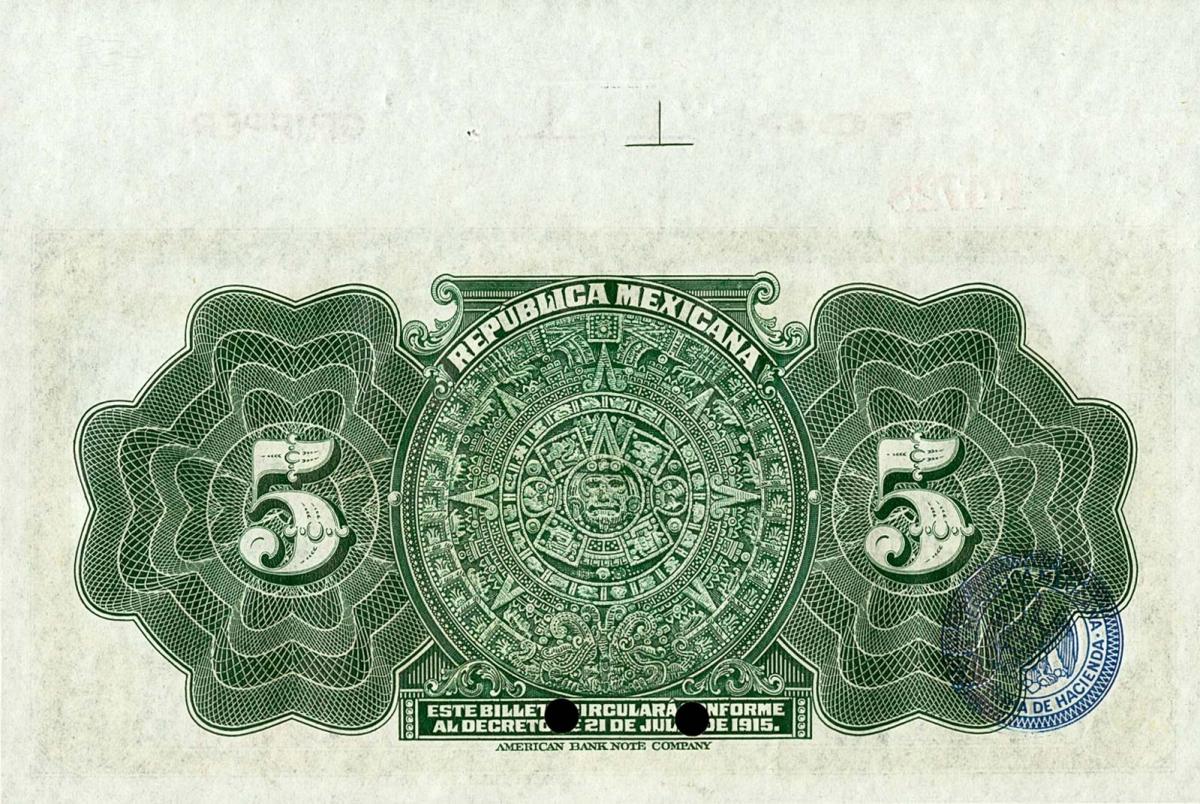 Back of Mexico, Revolutionary pS685s: 5 Pesos from 1915