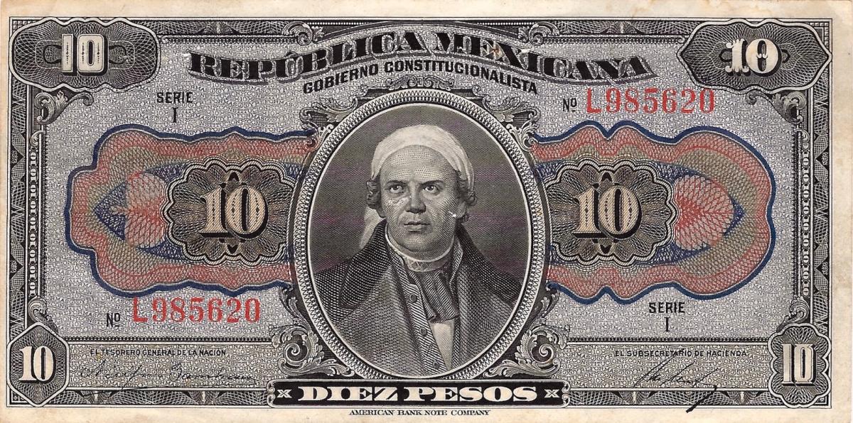 Front of Mexico, Revolutionary pS686a: 10 Pesos from 1915