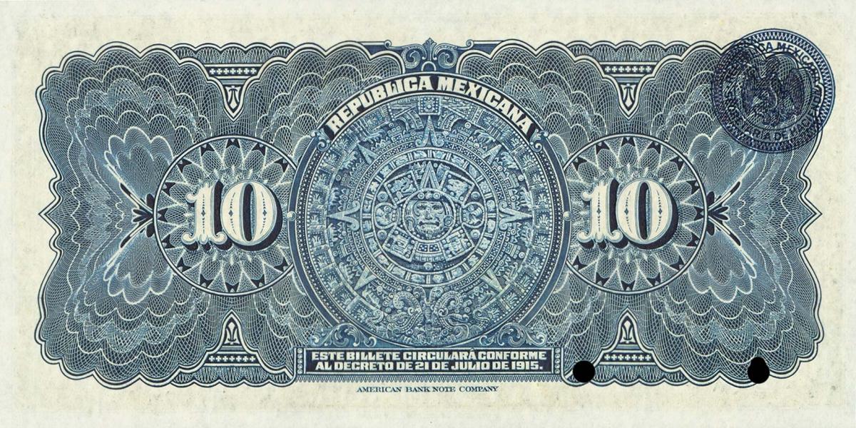 Back of Mexico, Revolutionary pS686s: 10 Pesos from 1915