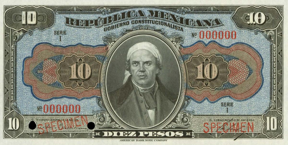 Front of Mexico, Revolutionary pS686s: 10 Pesos from 1915