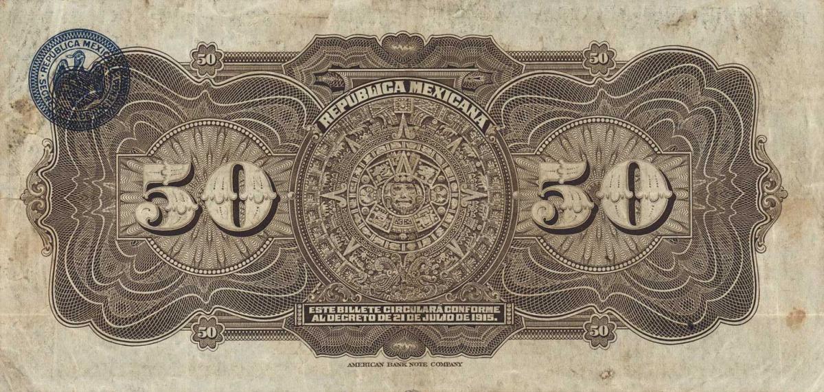 Back of Mexico, Revolutionary pS688a: 50 Pesos from 1915