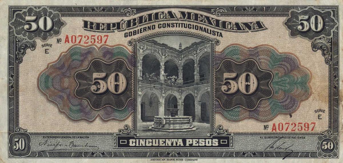 Front of Mexico, Revolutionary pS688a: 50 Pesos from 1915