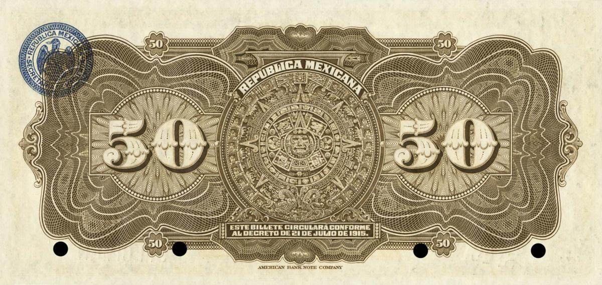 Back of Mexico, Revolutionary pS688s: 50 Pesos from 1915