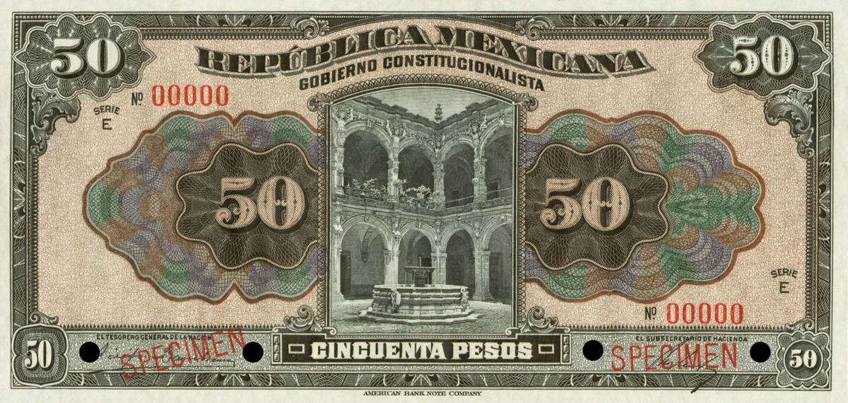 Front of Mexico, Revolutionary pS688s: 50 Pesos from 1915