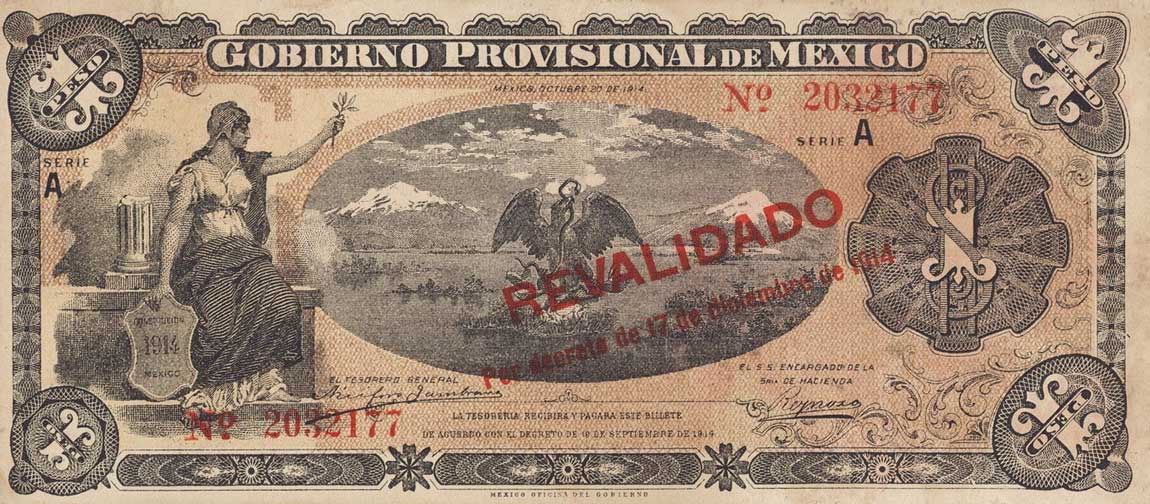 Front of Mexico, Revolutionary pS701b: 1 Peso from 1914